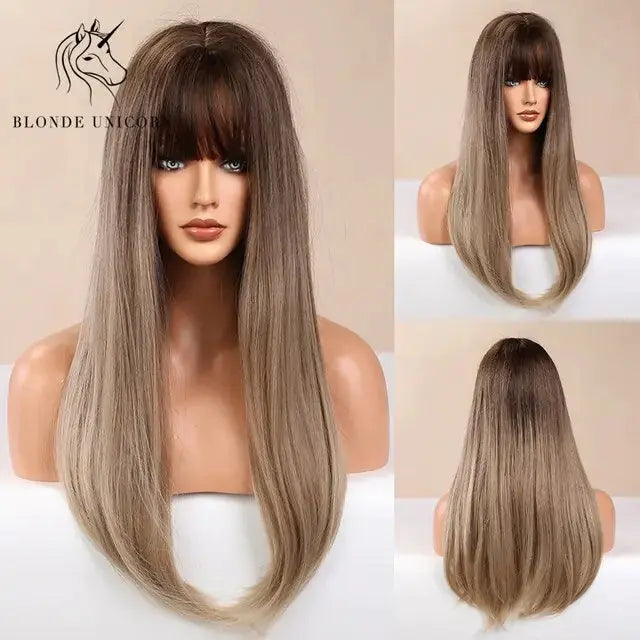 Synthetic Long Brown Wig GLR SHOPPING