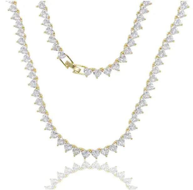 5A Heart CZ Tennis Necklace GLR SHOPPING