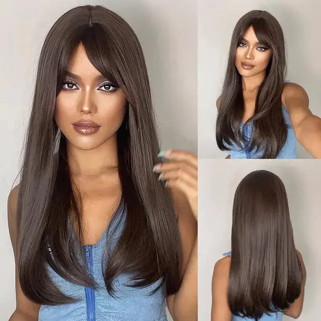 Synthetic Long Brown Wig GLR SHOPPING
