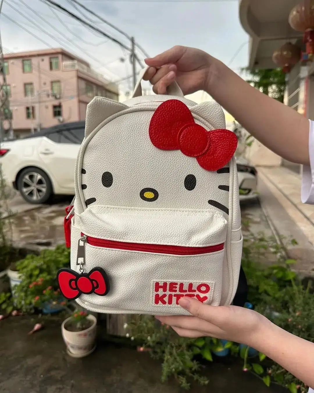 Red White Bow Backpack Bag GLR SHOPPING