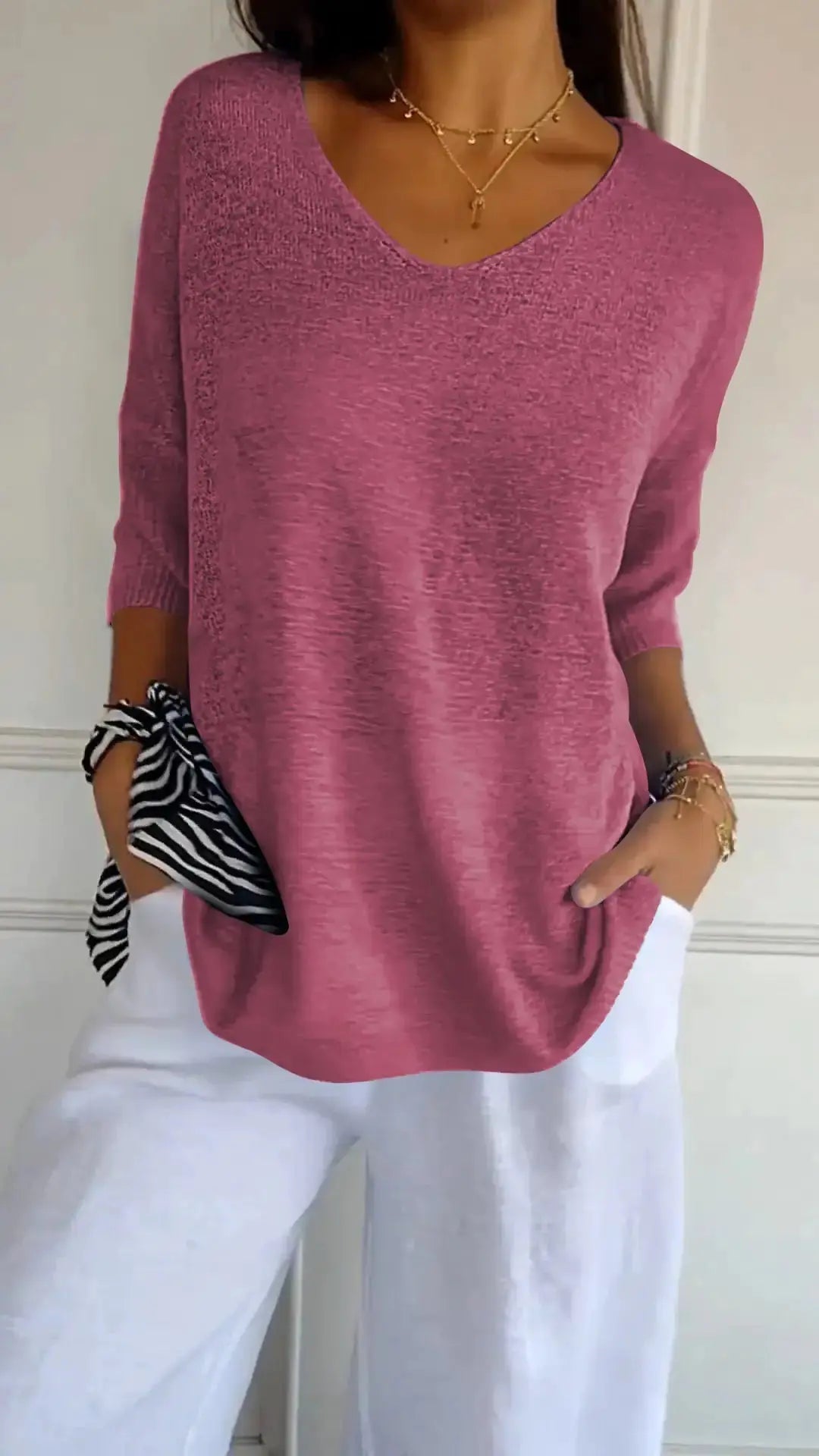 Trendy V-Neck Top GLR SHOPPING