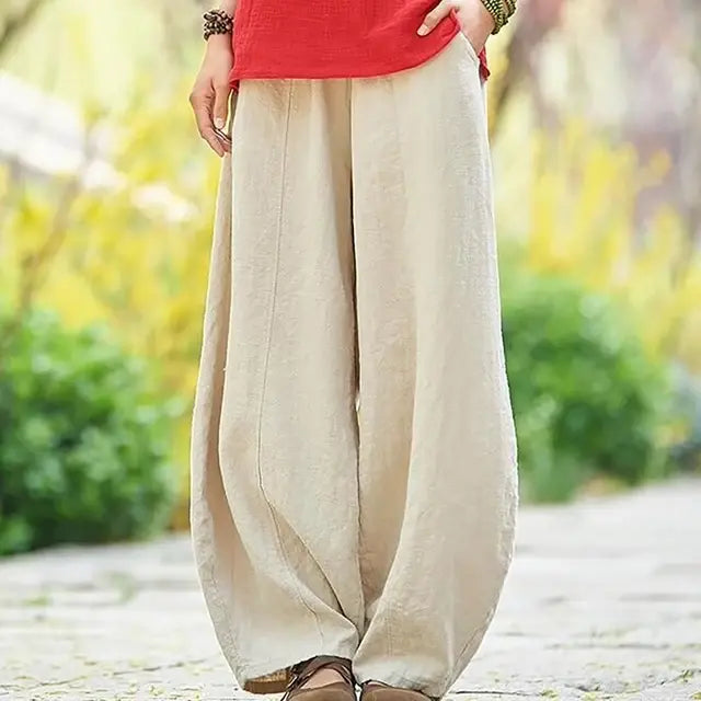 Cotton Linen Style Bloomers Wide Leg Pants