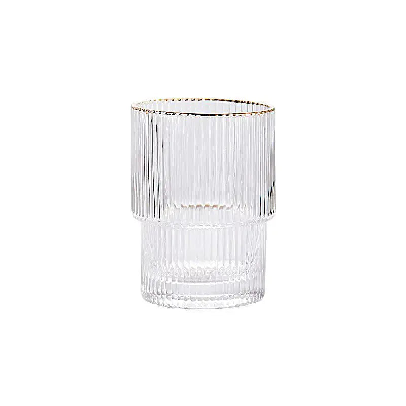 Stackable Gold Rim Ripple Drinking Glass GLR SHOPPING