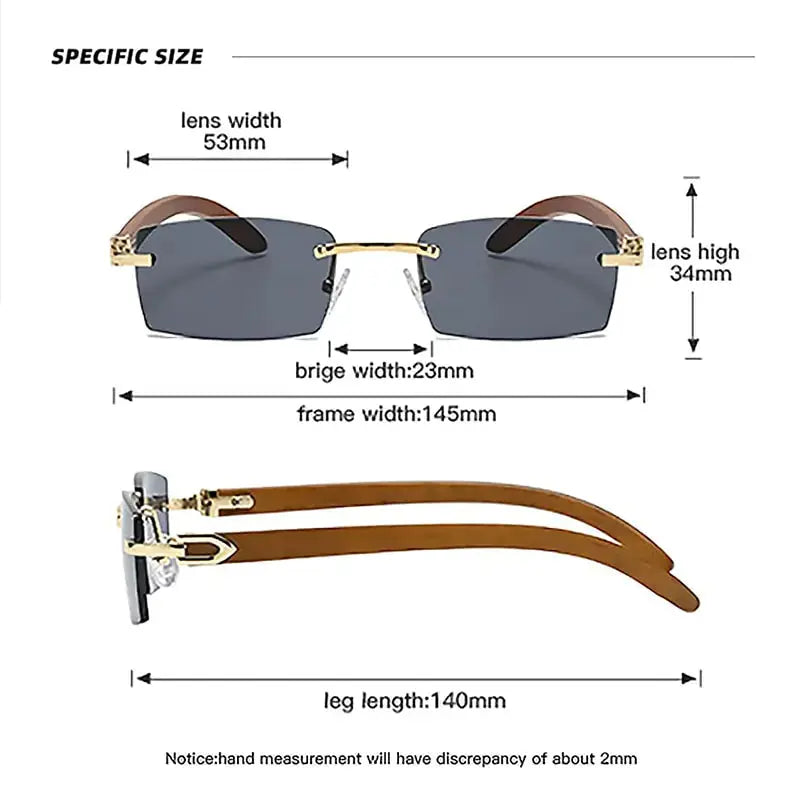 Rectangle Fashion Rimless Sunglasses GLR SHOPPING