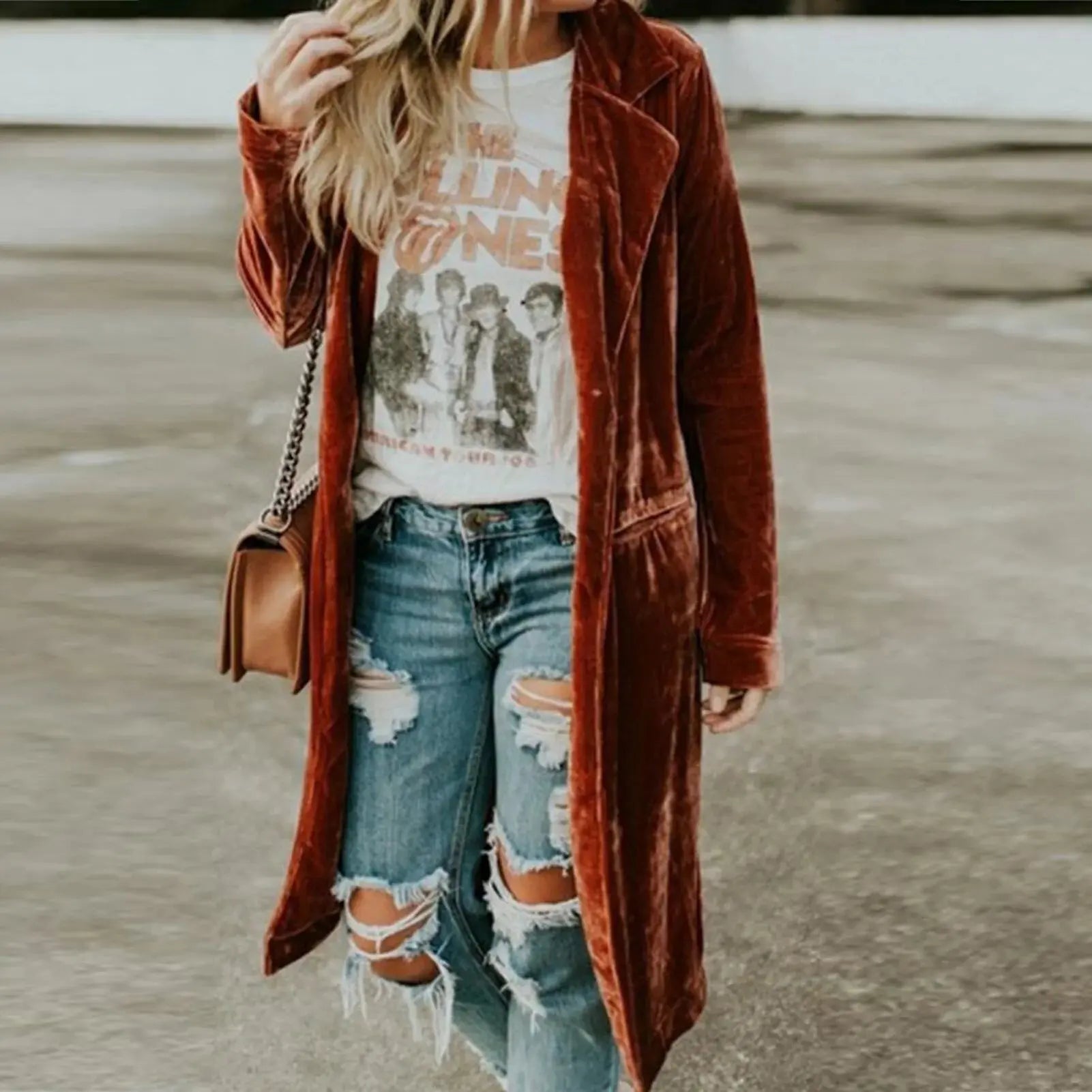 Velvet Pockets Midi Jacket GLR SHOPPING