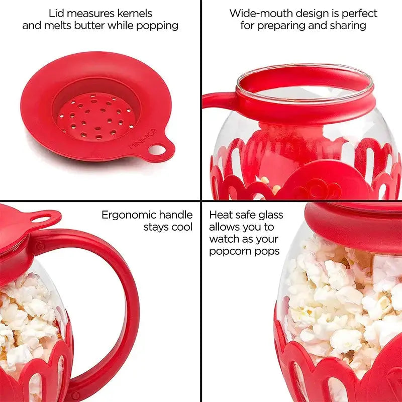 Microwave Glass Popcorn Popper With Silicone Lid GLR SHOPPING