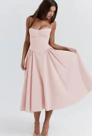 Dopamine Wear Suspender Dress French Retro Long Skirt GLR SHOPPING