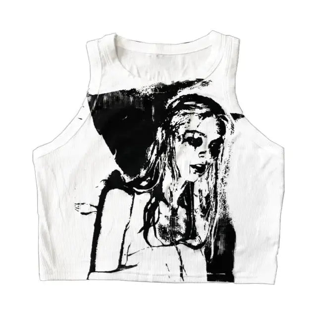 2022 Summer Print Personality Bright Color Sleeveless Y2K Clothes GLR SHOPPING
