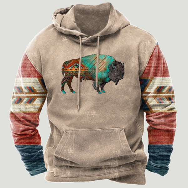 Western Aztec Patchwork Hoodie