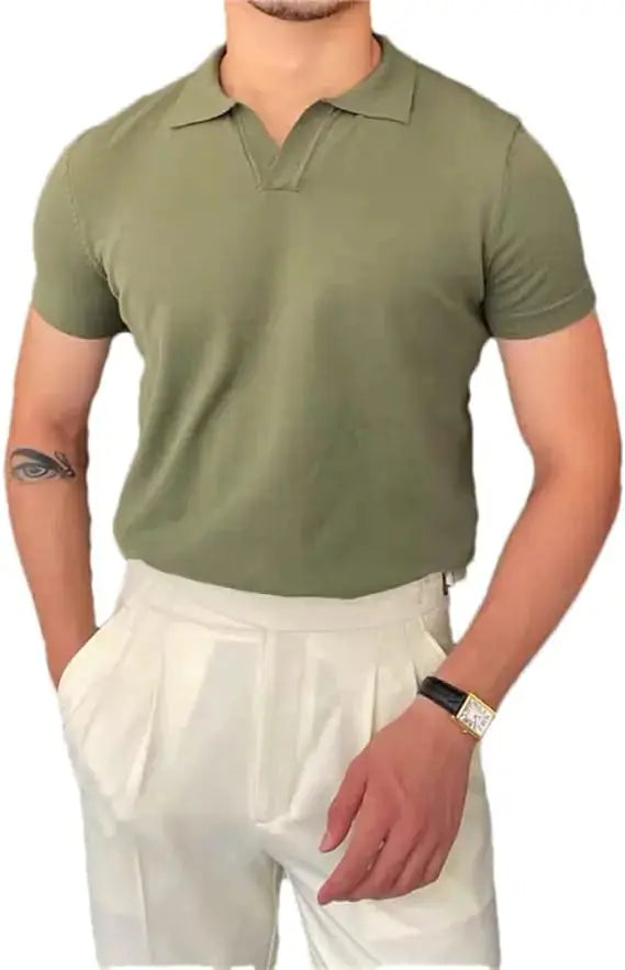Open Neck Short Sleeve Polo GLR SHOPPING