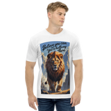 Motivational Lion T-Shirt - Believe You Can Quote - Men's White Graphic Tee