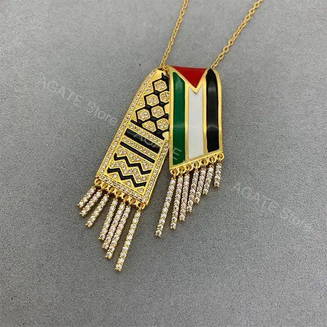Stainless Steel Zircon Tassel Pendant Necklace GLR SHOPPING