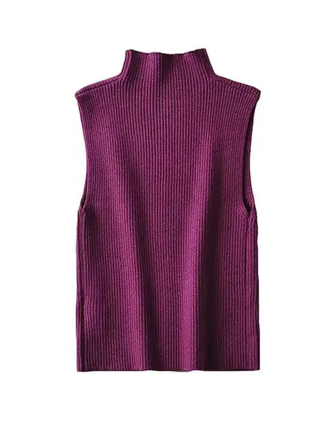 Ribbed Knit High Neck Sleeveless GLR SHOPPING