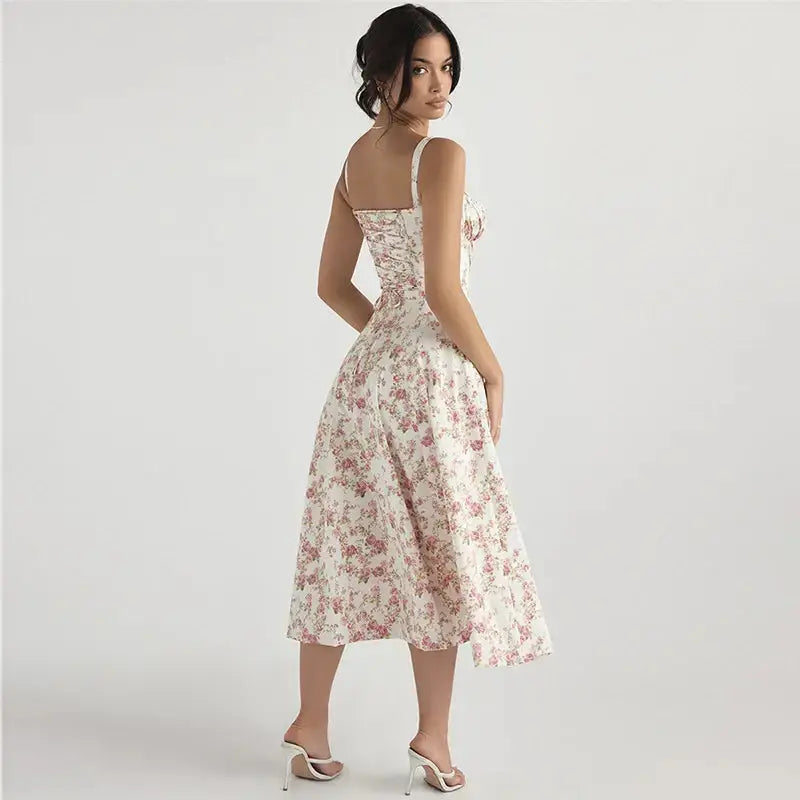 Pink Floral Office Midi Dress GLR SHOPPING