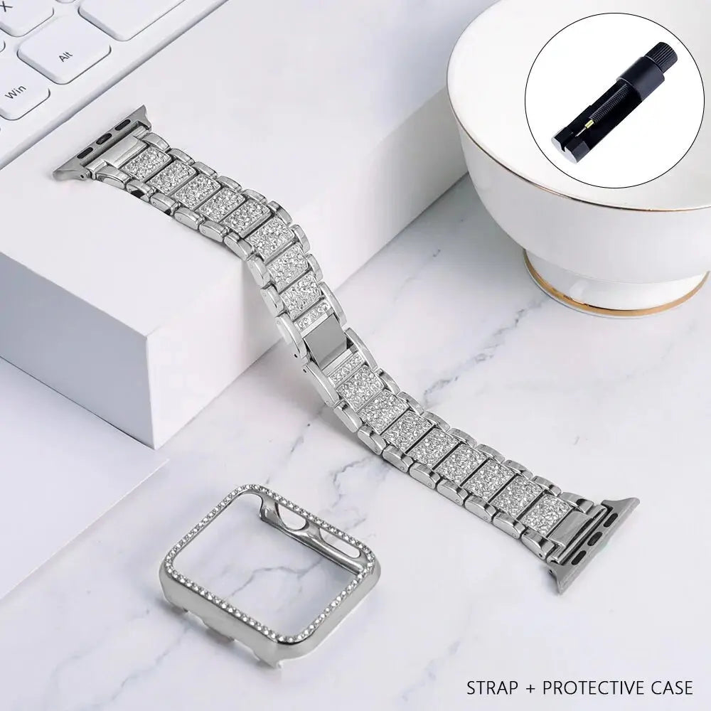 Band + Case Metal Strap For Apple Watches - GLR SHOPPING
