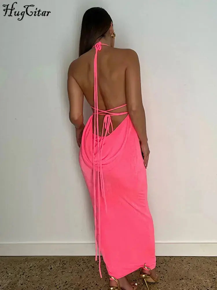 Collar Backless Sleeveless Maxi GLR SHOPPING