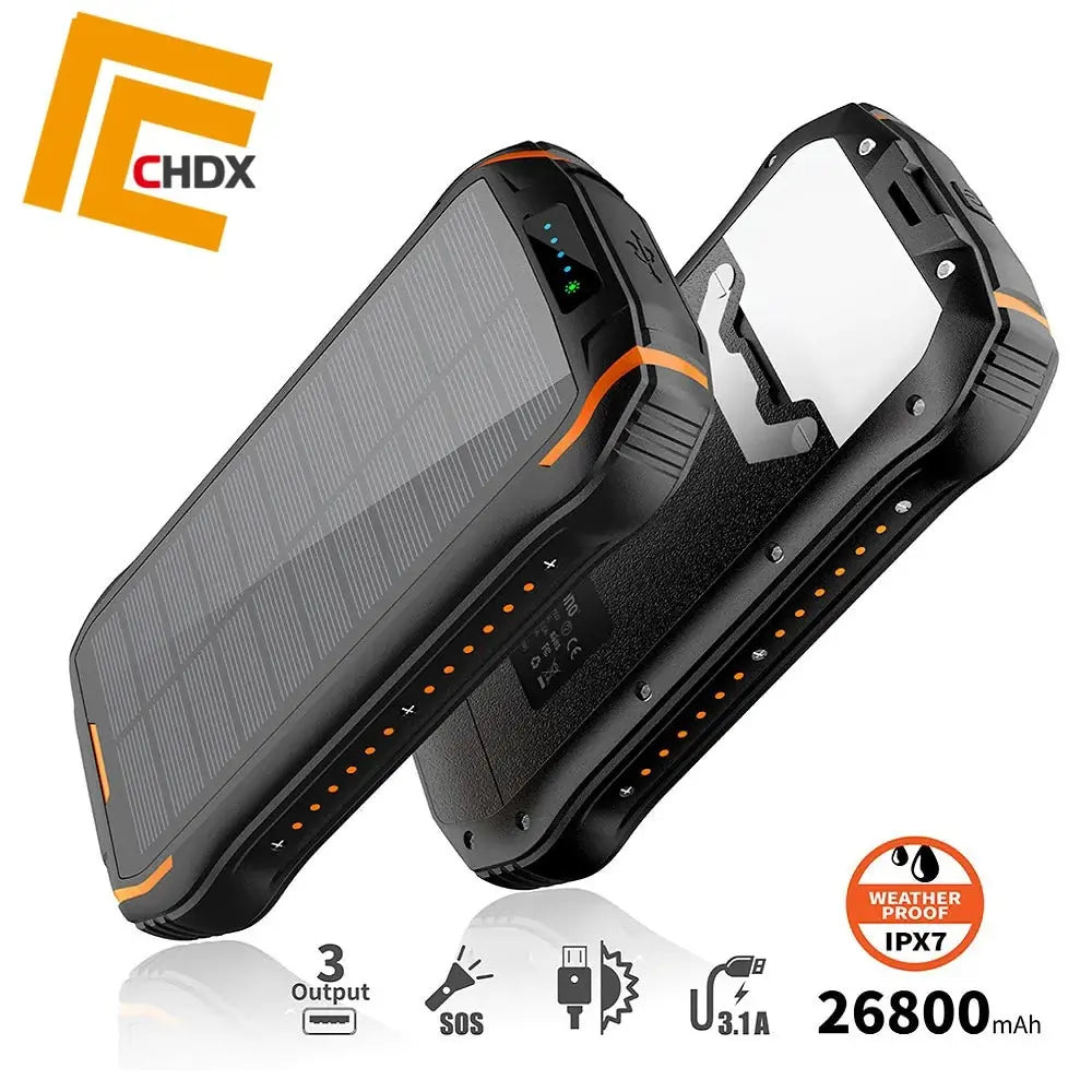 CHDX 26800mah QI Wireless Solar Charger USB power bank Solar Panel wireless charger for mobile phone USB charger new GLR SHOPPING