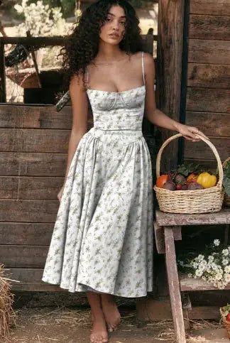 Dopamine Wear Suspender Dress French Retro Long Skirt GLR SHOPPING