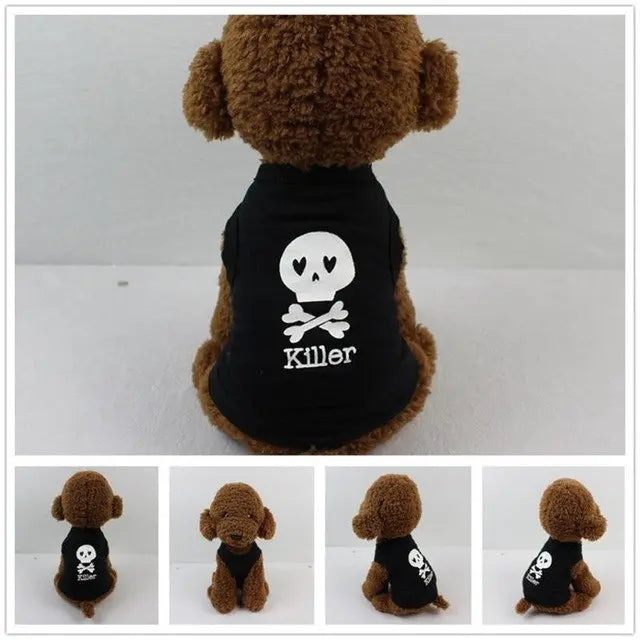 Black Cool KILLER Print Pet Cat dog Vest Shirt - GLR SHOPPING