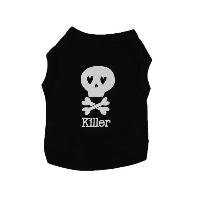 Black Cool KILLER Print Pet Cat dog Vest Shirt - GLR SHOPPING
