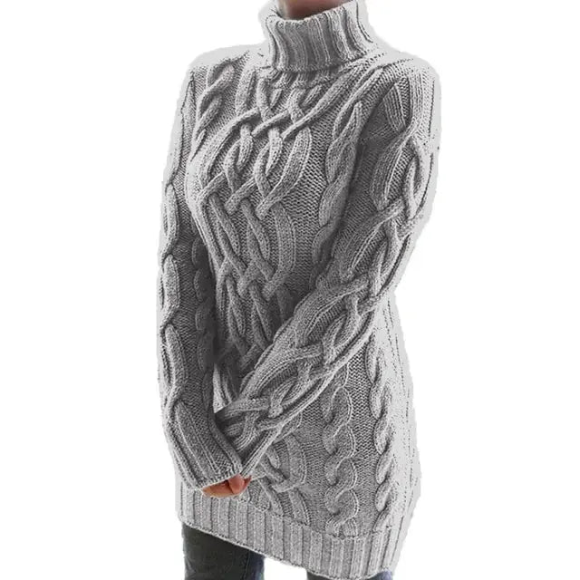 Turtleneck Twist Knitted Sweater Dress GLR SHOPPING