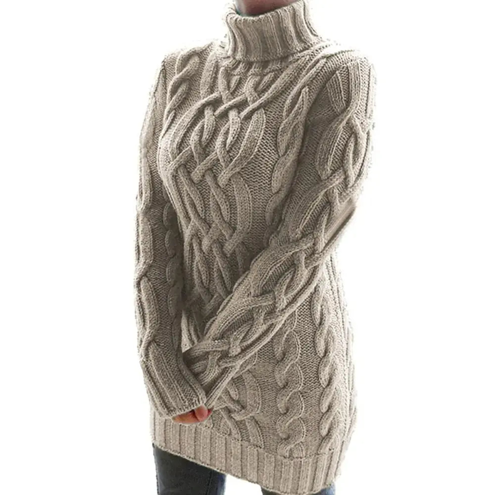 Turtleneck Twist Knitted Sweater Dress GLR SHOPPING