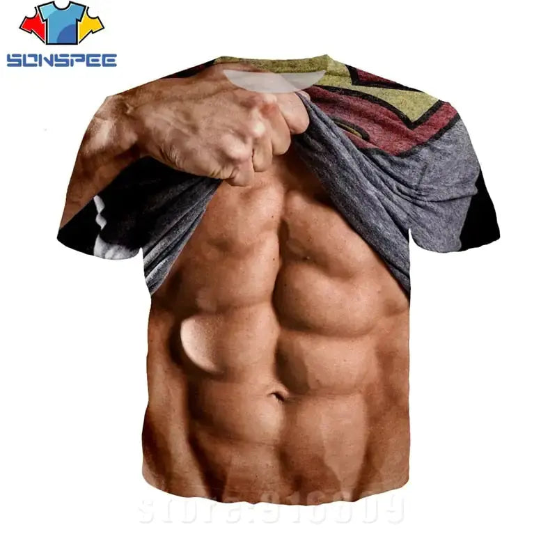 3D Printed Fake Muscle T-shirts GLR SHOPPING