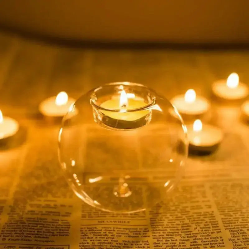Transparent Glass Candle Holder GLR SHOPPING