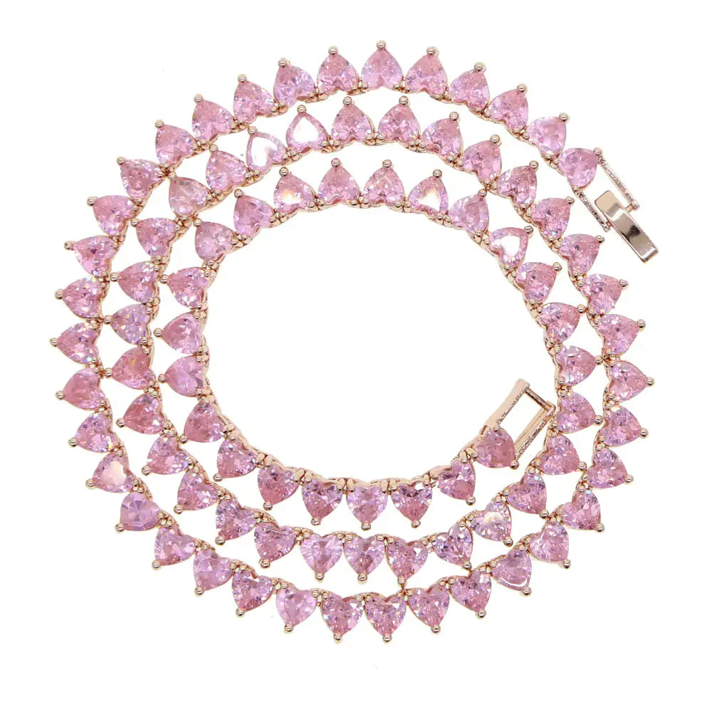 5A Heart CZ Tennis Necklace GLR SHOPPING