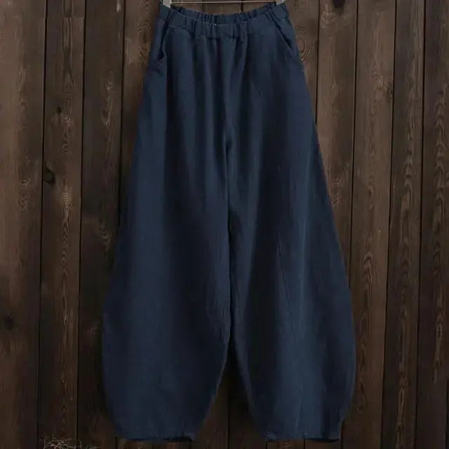 Cotton Linen Style Bloomers Wide Leg Pants GLR SHOPPING