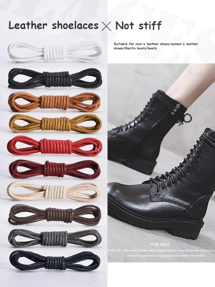 Cotton Waxed Round Shoelaces Set GLR SHOPPING