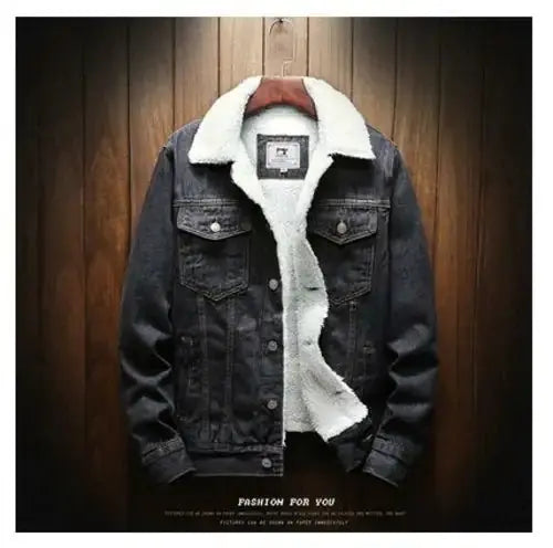 Men Light Blue Winter Jean Jackets Outerwear Warm Denim Coats New Men GLR SHOPPING