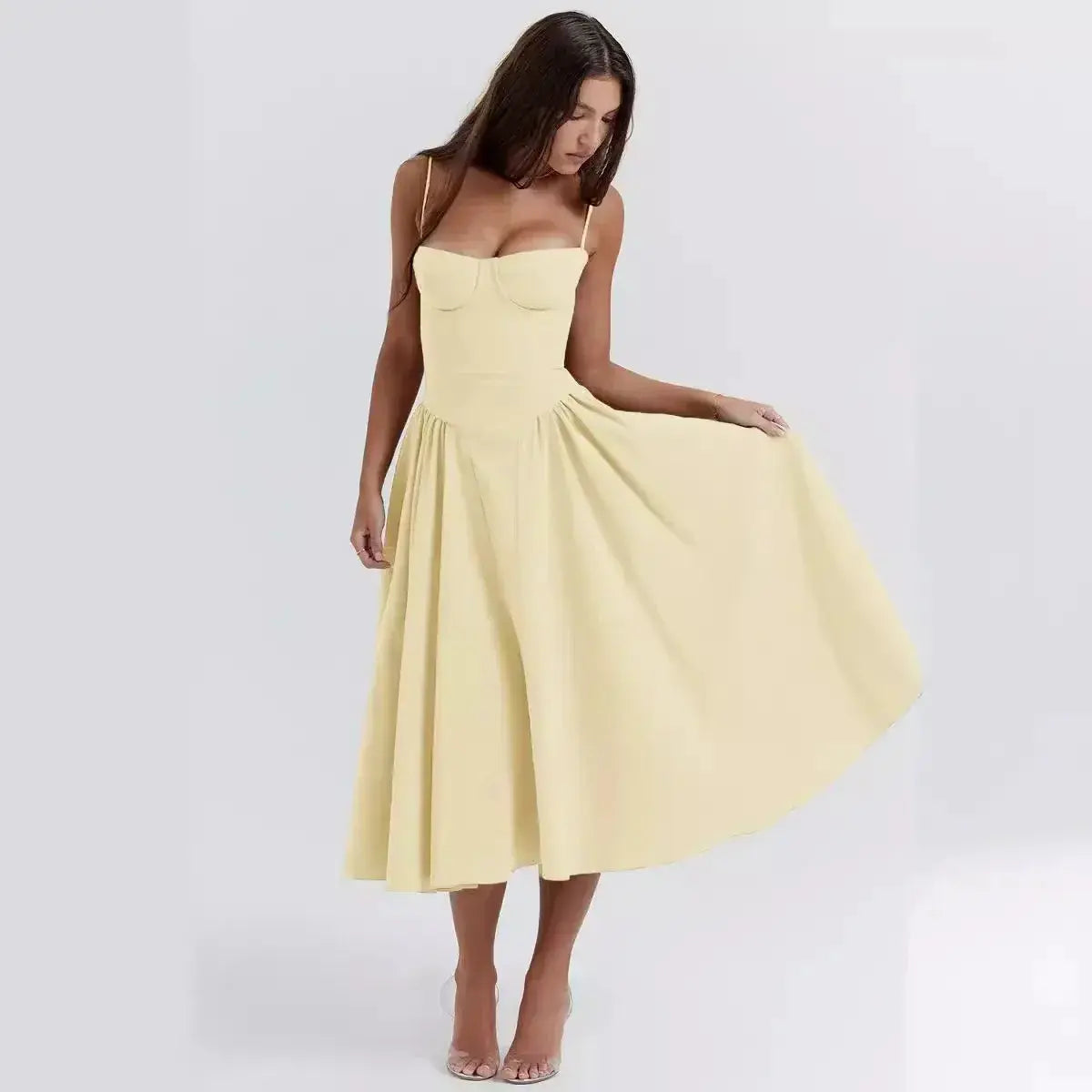 Dopamine Wear Suspender Dress French Retro Long Skirt GLR SHOPPING