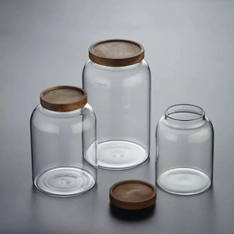 Large-Capacity Glass Jar with Wooden Lid GLR SHOPPING