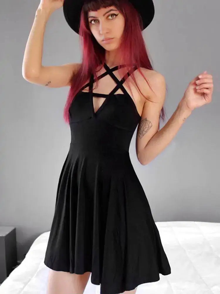 Pentagram Strap Gothic Dress GLR SHOPPING