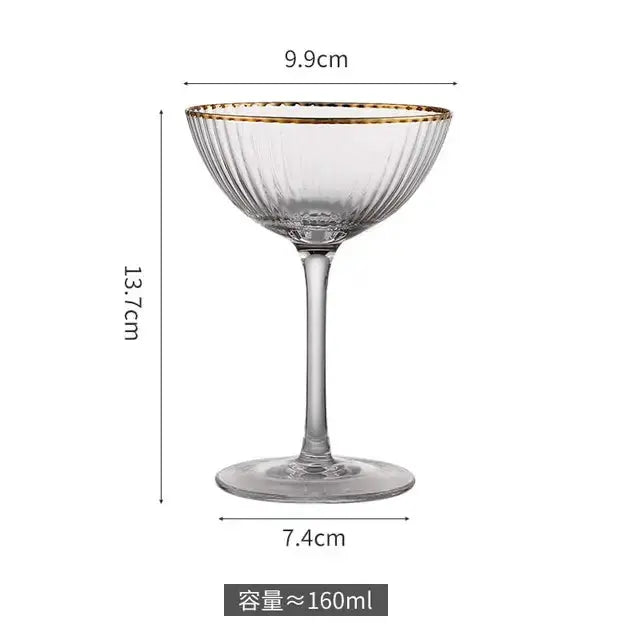 Cocktail Glass Goblet with Gold Rim Crystal Glass Cup GLR SHOPPING
