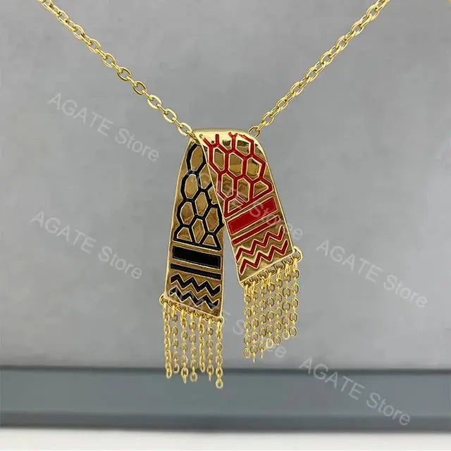 Stainless Steel Zircon Tassel Pendant Necklace GLR SHOPPING