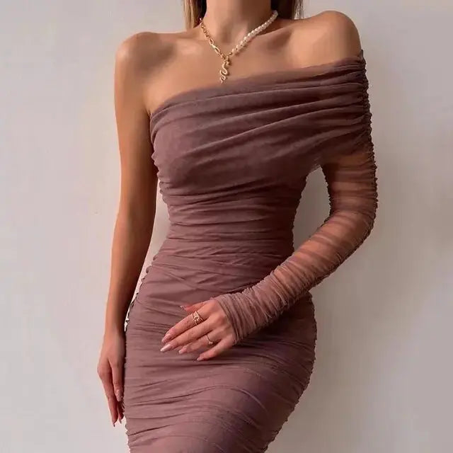 Diagonal Backless: Sexy Mesh Dress GLR SHOPPING