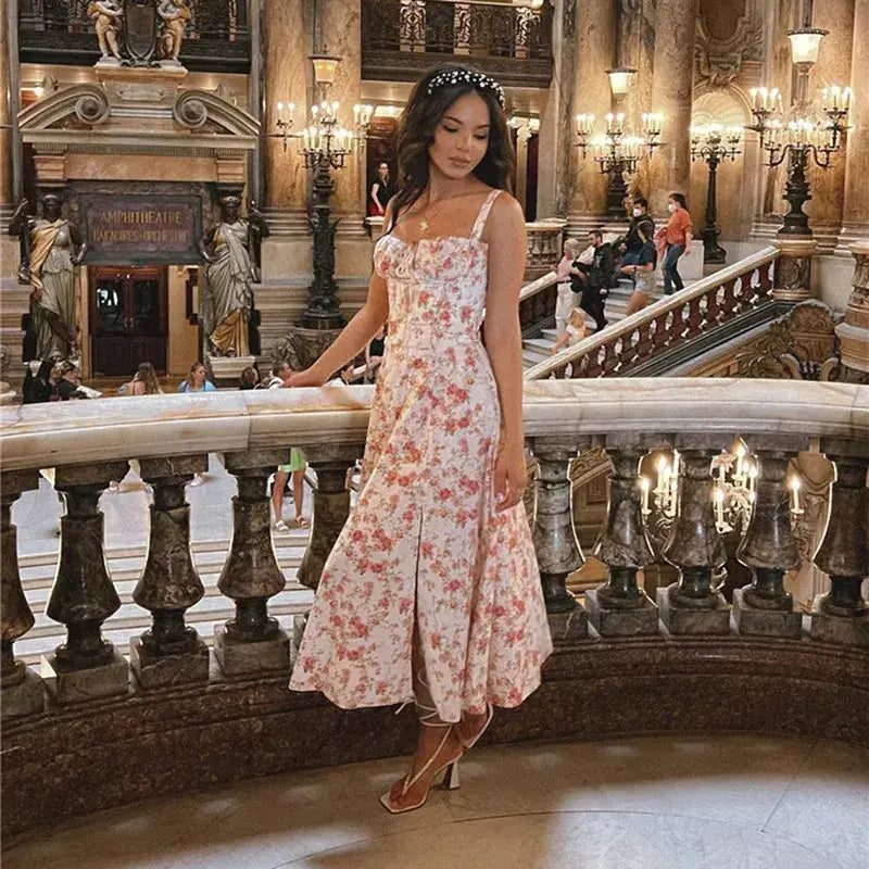 Pink Floral Office Midi Dress GLR SHOPPING