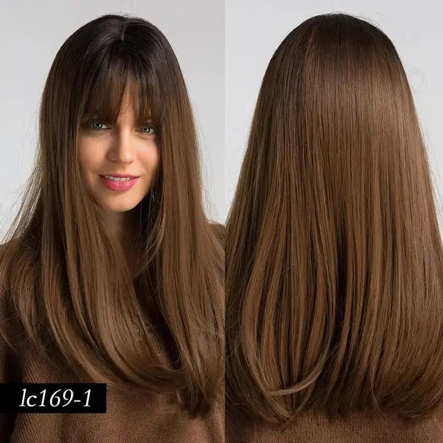 Synthetic Long Brown Wig GLR SHOPPING