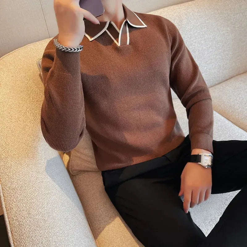 Brand Clothing Men Warm in Winter Lapel Knitted GLR SHOPPING