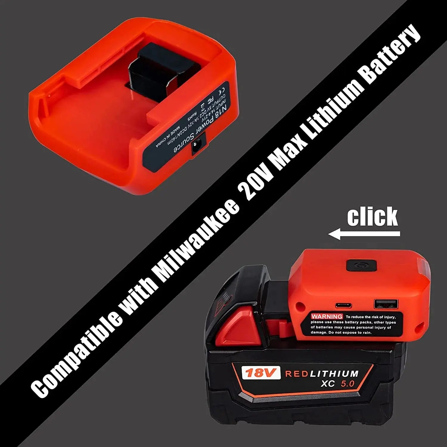 Battery Adapter For Milwaukee 18V GLR SHOPPING