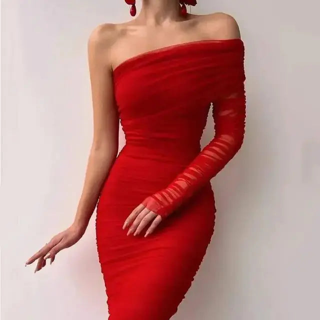 Diagonal Backless: Sexy Mesh Dress GLR SHOPPING