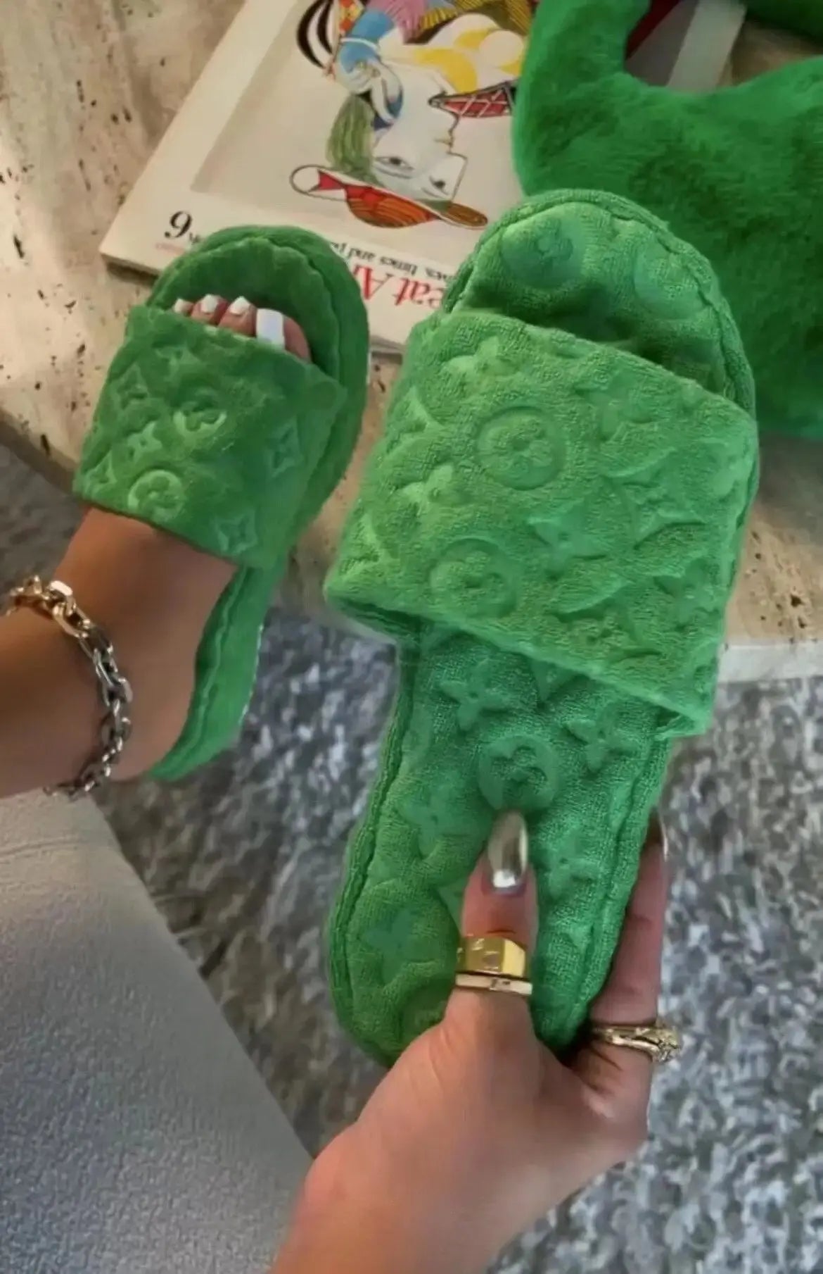 LV Design Fur Slippers GLR SHOPPING