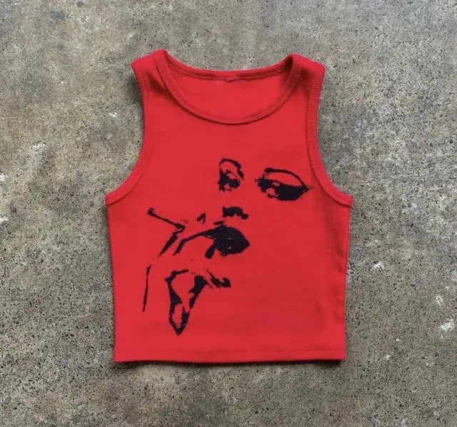2022 Summer Print Personality Bright Color Sleeveless Y2K Clothes GLR SHOPPING