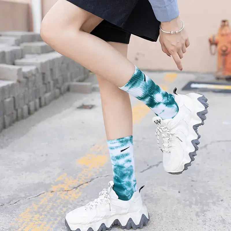 Women Tie-dye Middle Tube Socks GLR SHOPPING