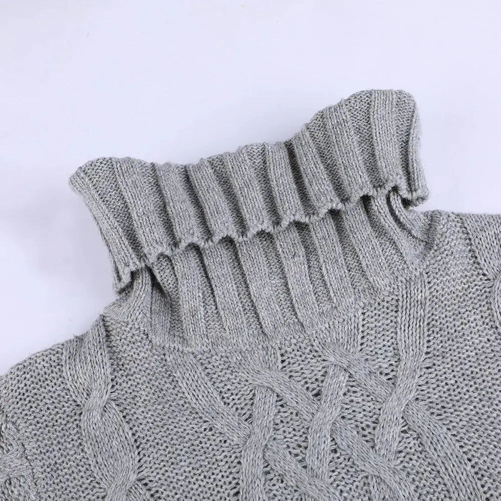 Turtleneck Twist Knitted Sweater Dress GLR SHOPPING
