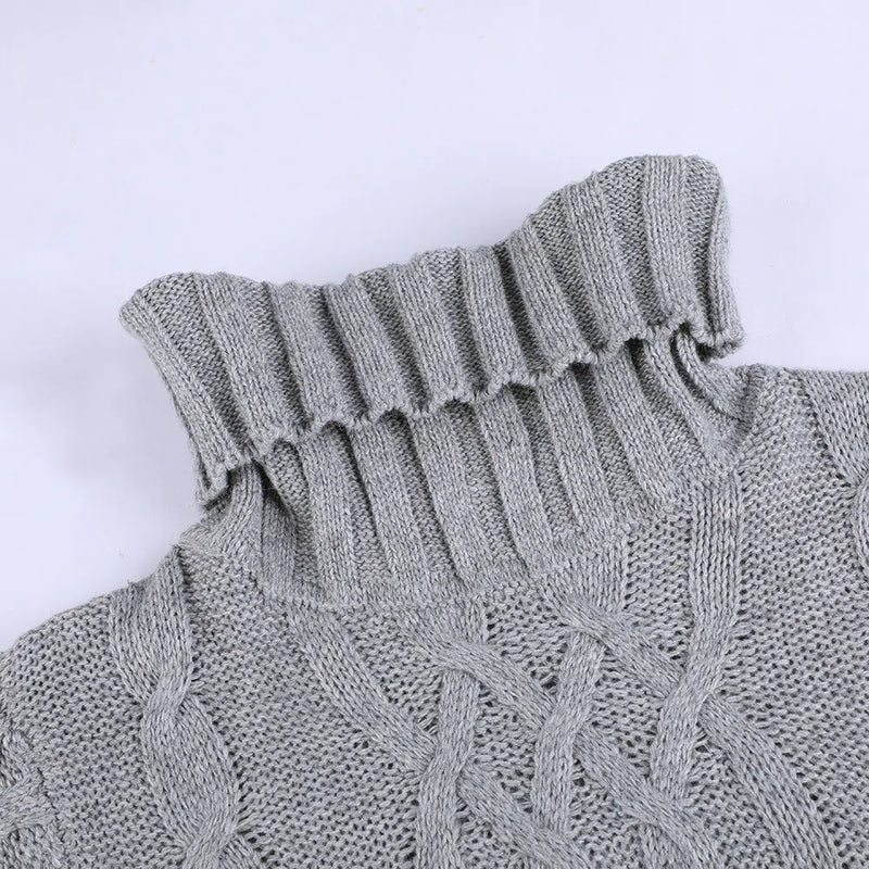 Turtleneck Twist Knitted Sweater Dress