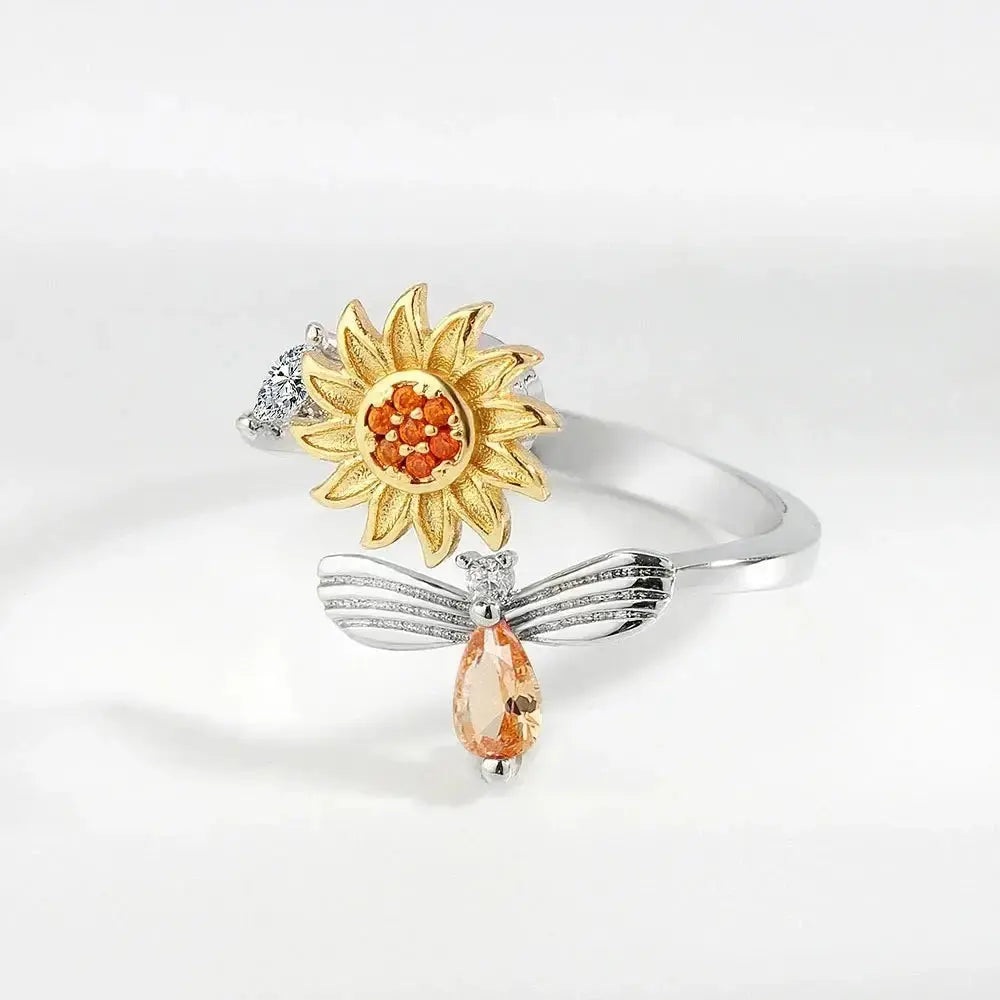 Sunflower Bee Fidget Ring Gifts GLR SHOPPING