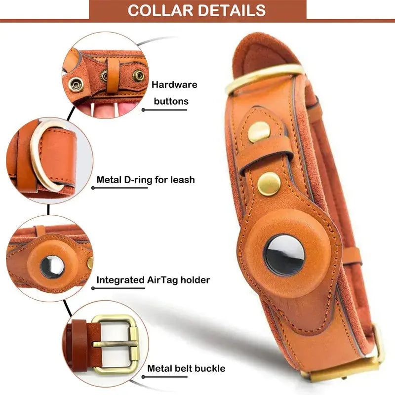 Leather Anti-Lost Dog Collar GLR SHOPPING